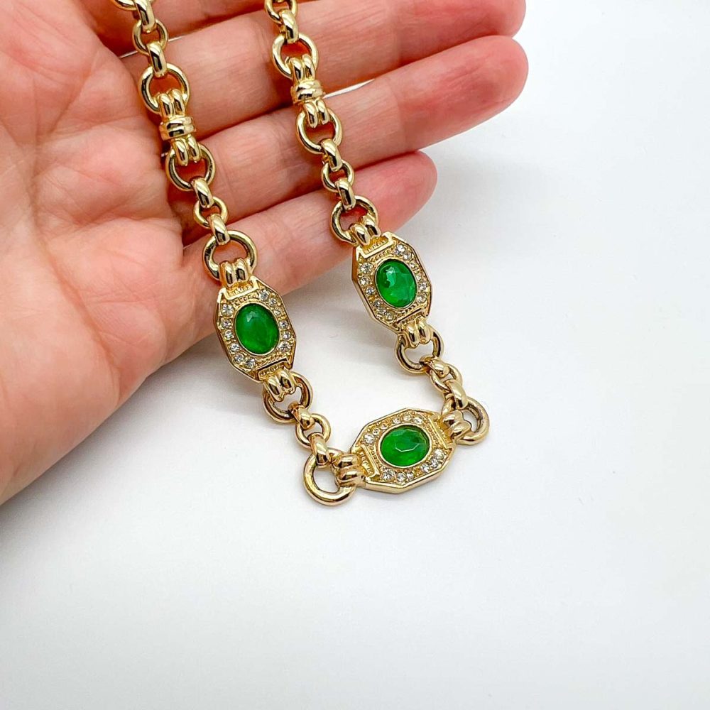 Vintage Grosse Emerald Crystal Necklace