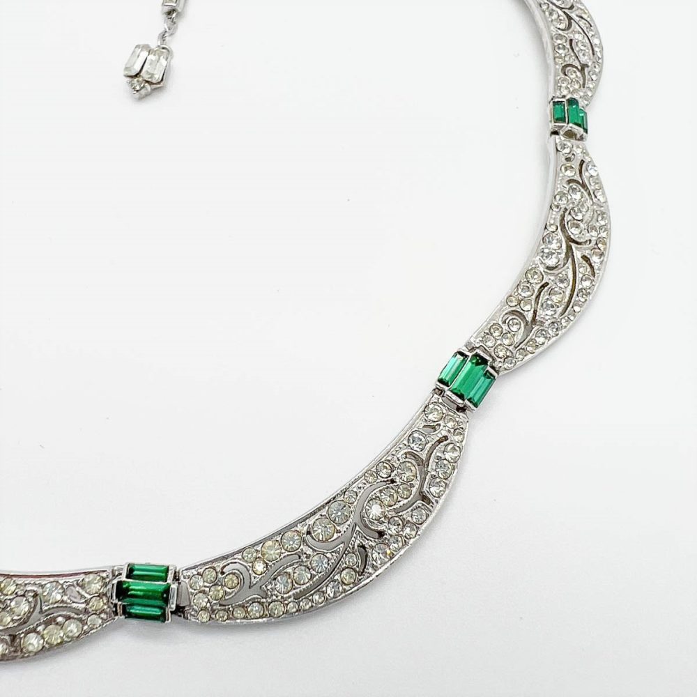 Vintage Deco Style Emerald Necklace