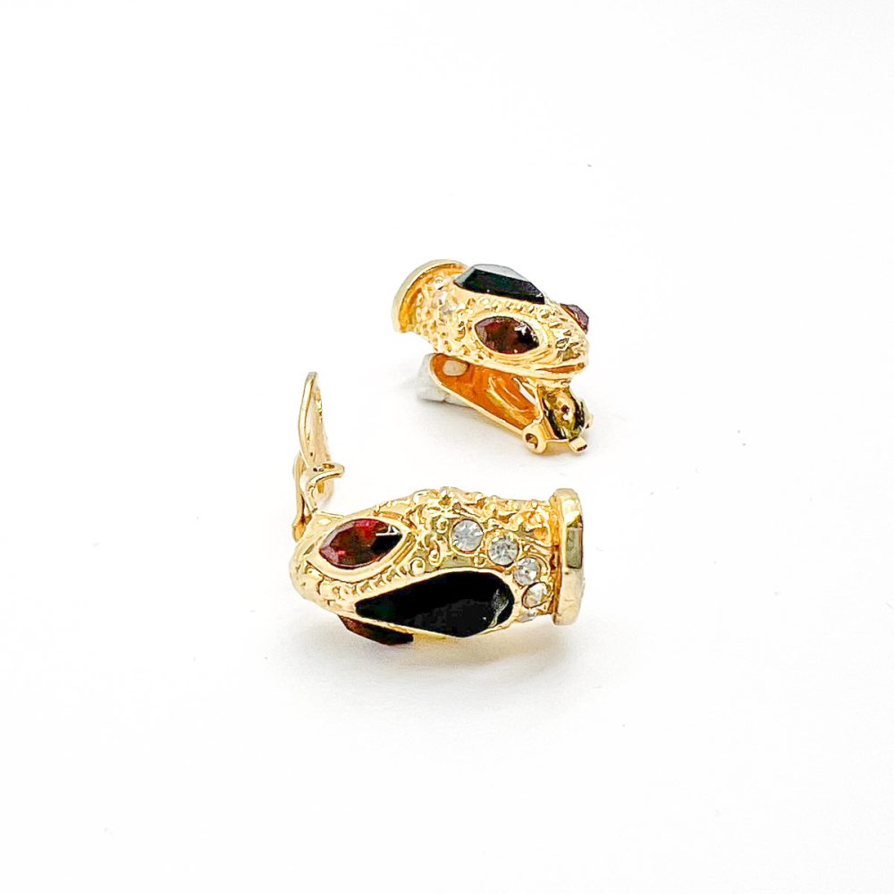 Vintage Crystal Serpent Earrings