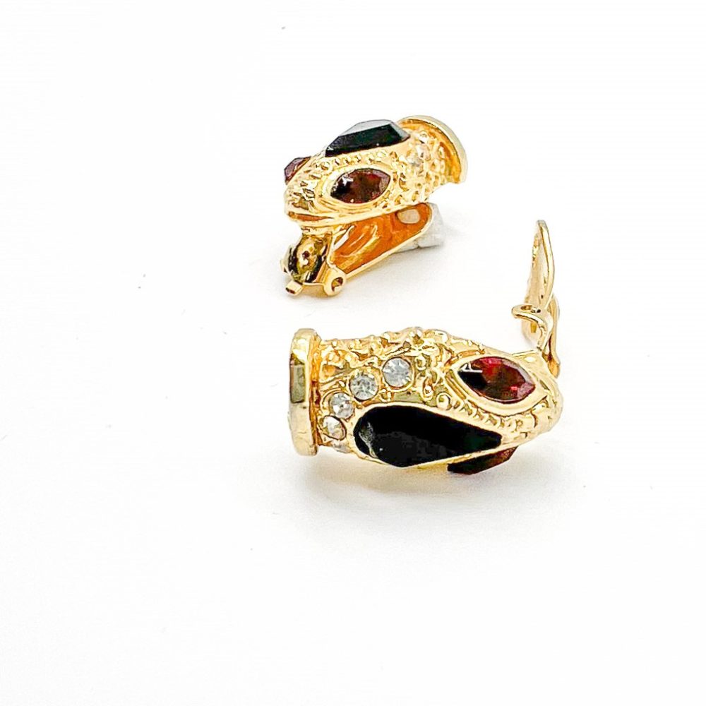 Vintage Crystal Serpent Earrings