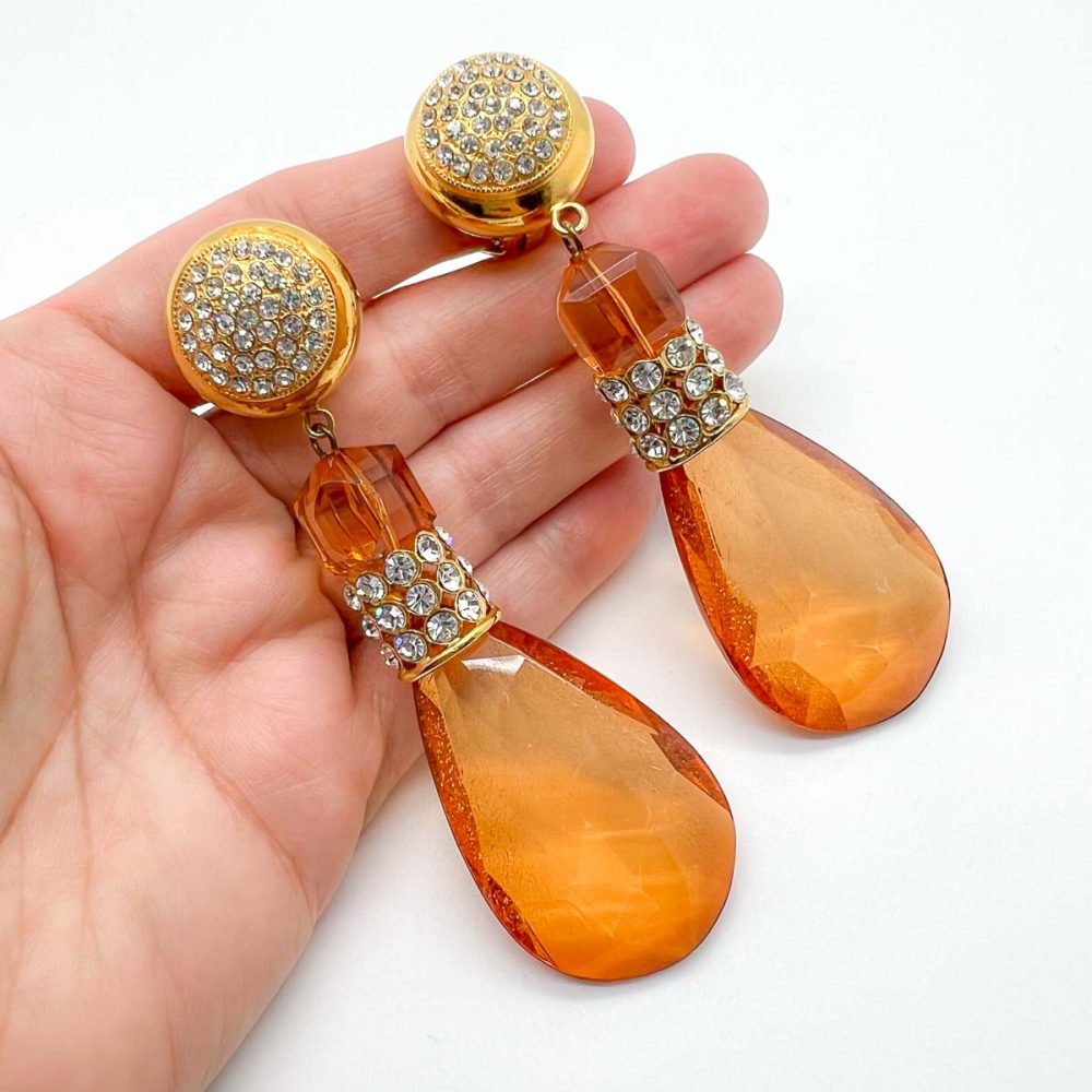 Vintage Amber Drop Earrings