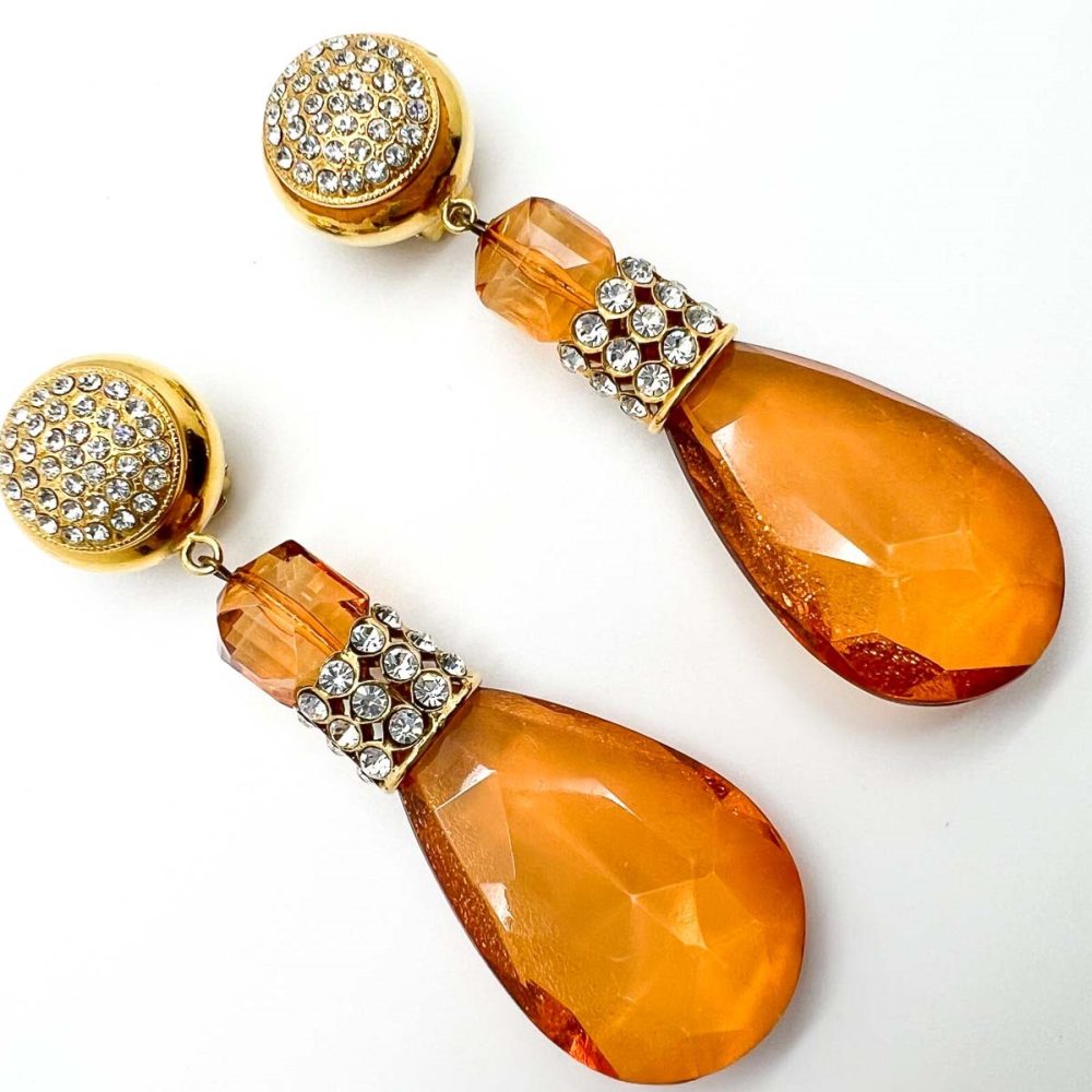 Vintage Amber Drop Earrings