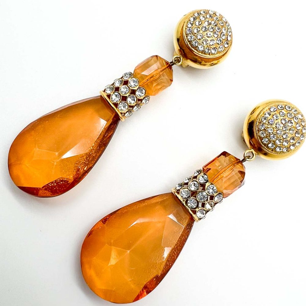 Vintage Amber Drop Earrings