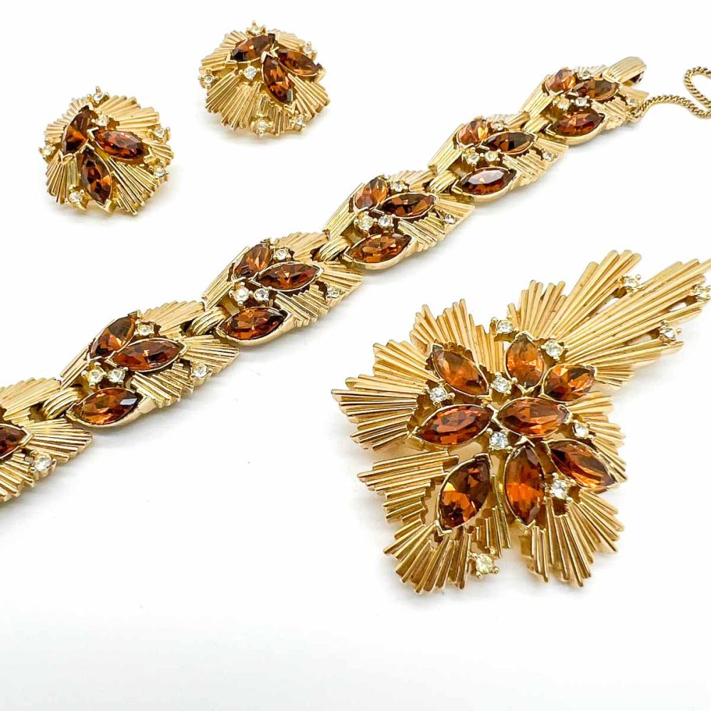 Vintage Trifari Modernist Topaz Parure