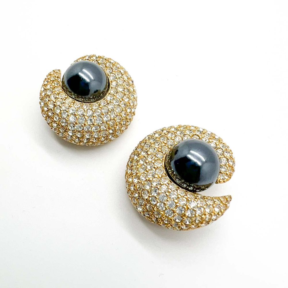 Vintage Ciner Pearl Crescent Earrings