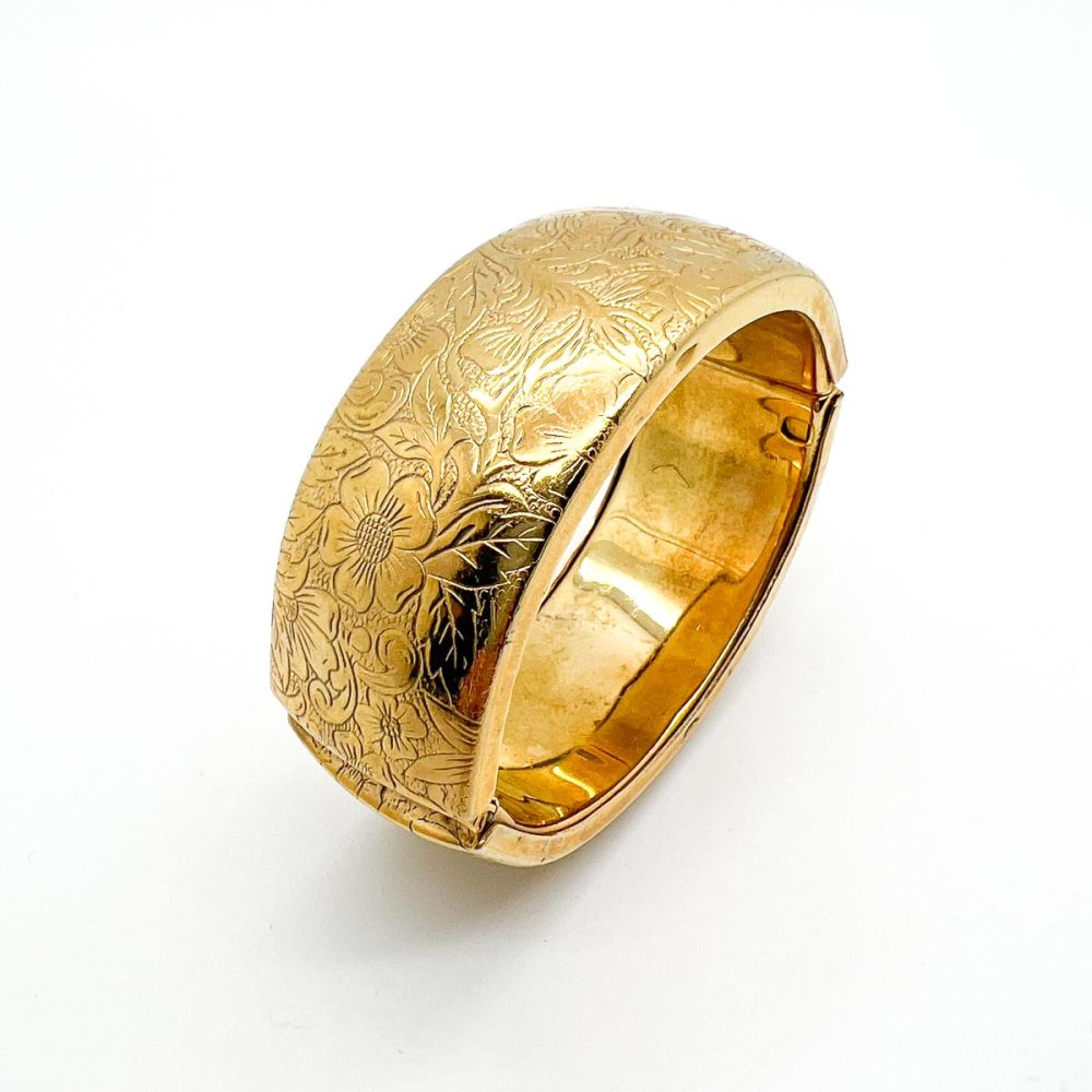 Vintage Gold Plated Etched Bangle