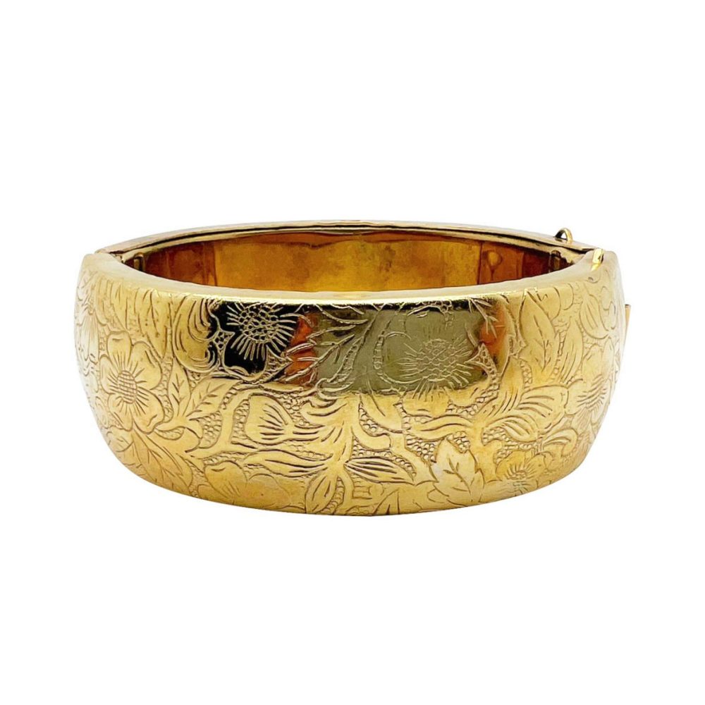 Vintage Gold Plated Etched Bangle