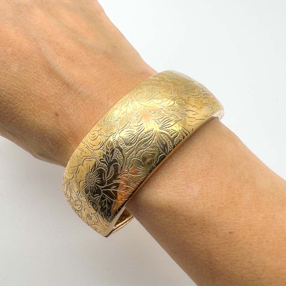 Vintage Gold Plated Etched Bangle