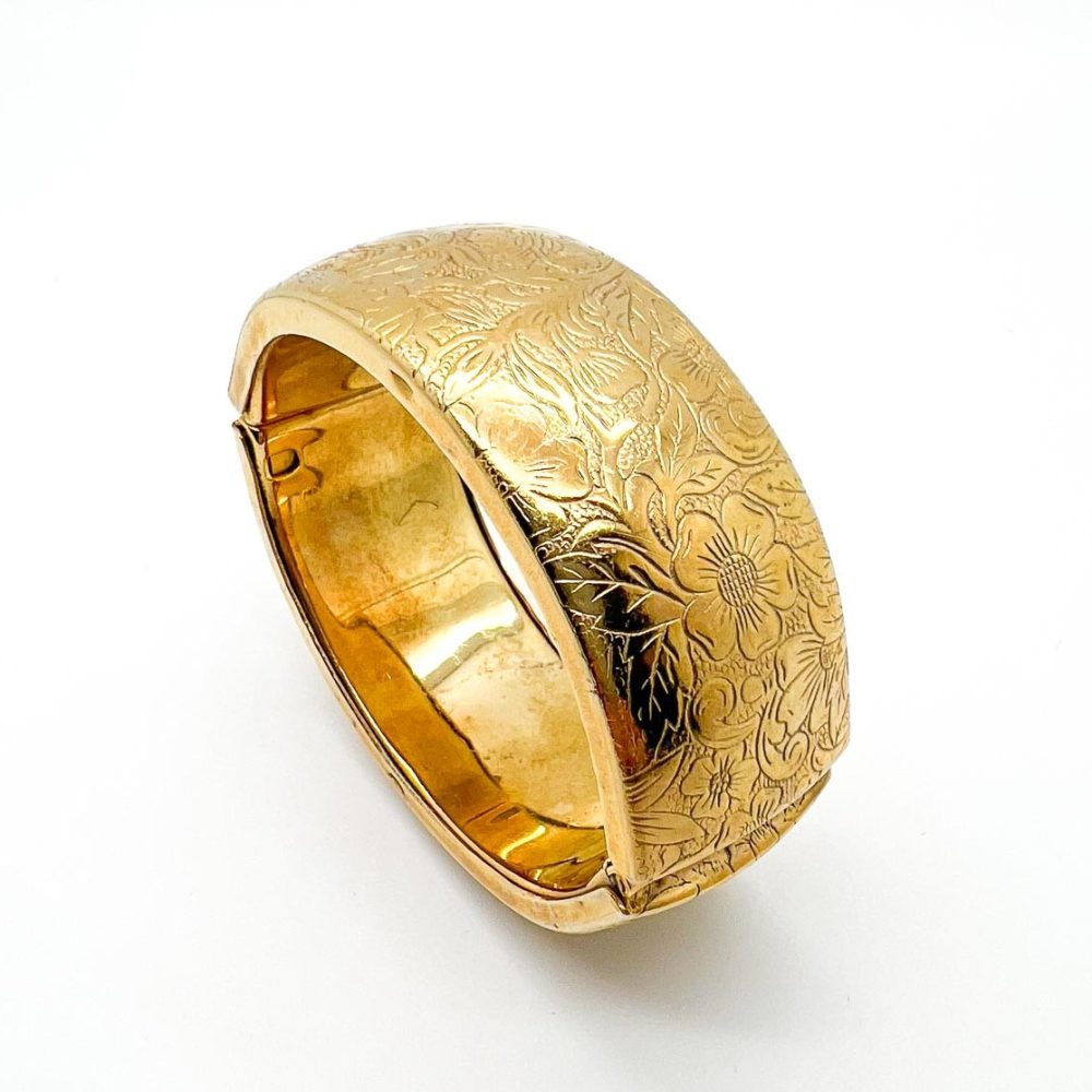 Vintage Gold Plated Etched Bangle