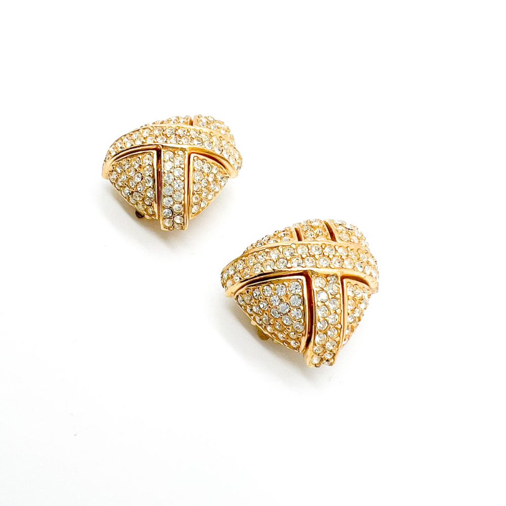 Vintage Ciner Crystal Cross Earrings