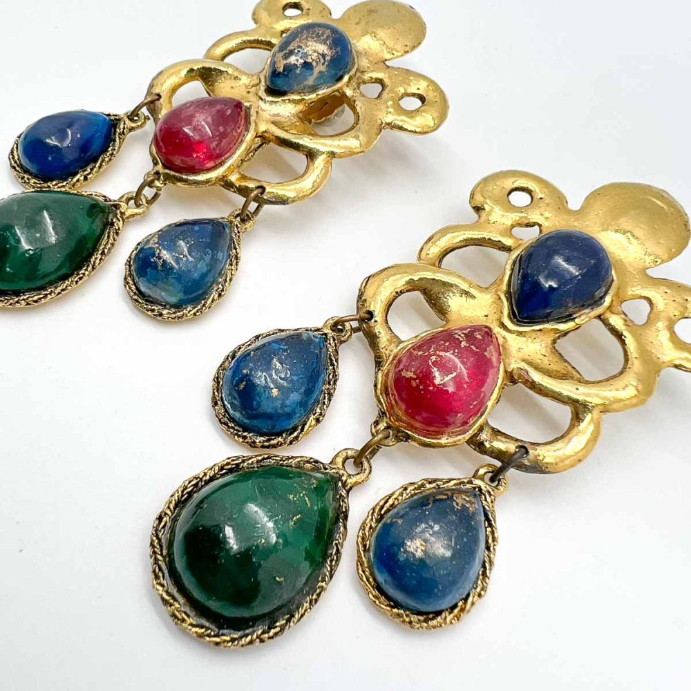 Vintage Ungaro Statement Cabochon Earrings