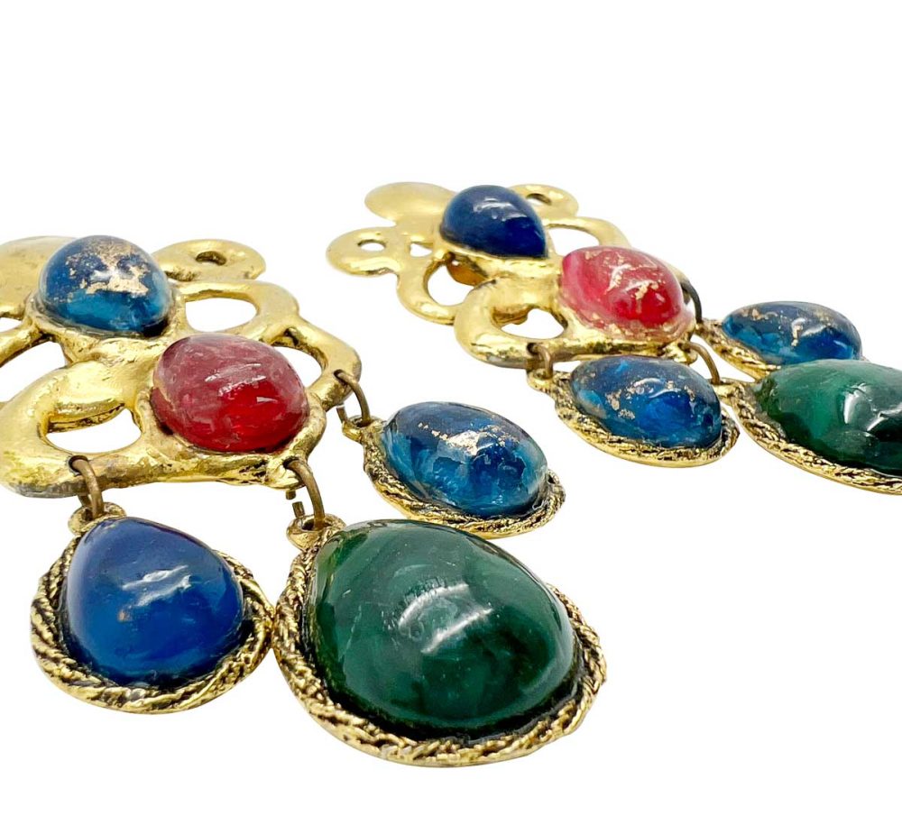 Vintage Ungaro Statement Cabochon Earrings