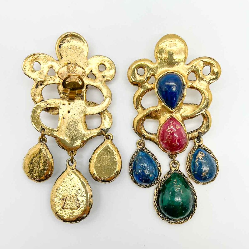 Vintage Ungaro Statement Cabochon Earrings