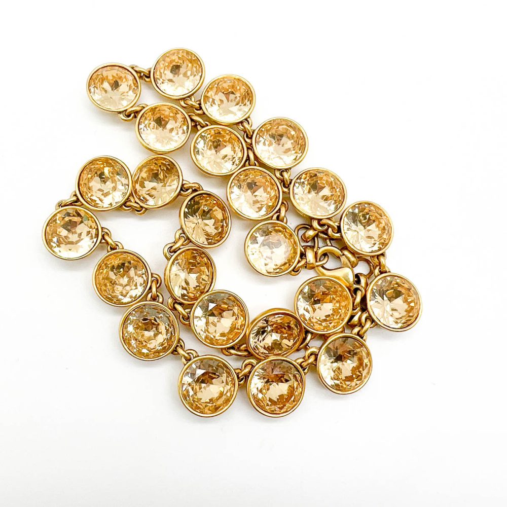 Vintage Citrine Crystal Rivière Necklace