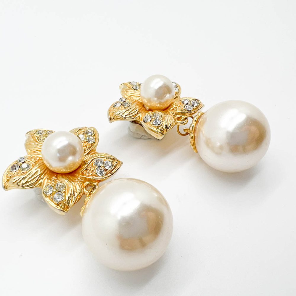 Vintage Pearl Flower Earrings