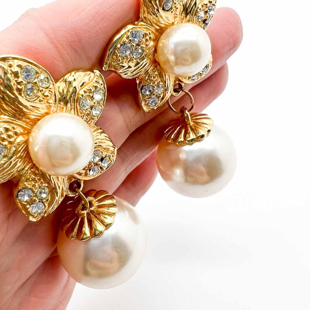Vintage Pearl Flower Earrings