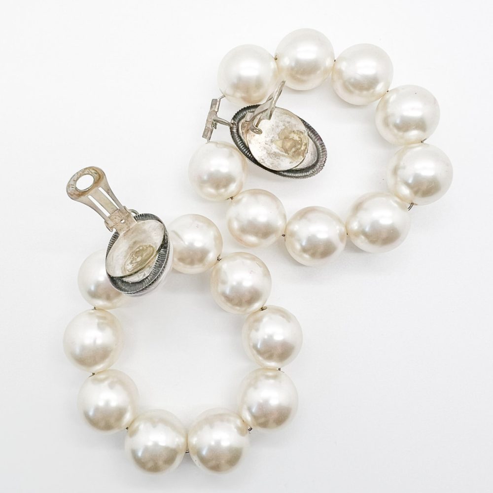 Vintage Runway Pearl Hoop Earrings