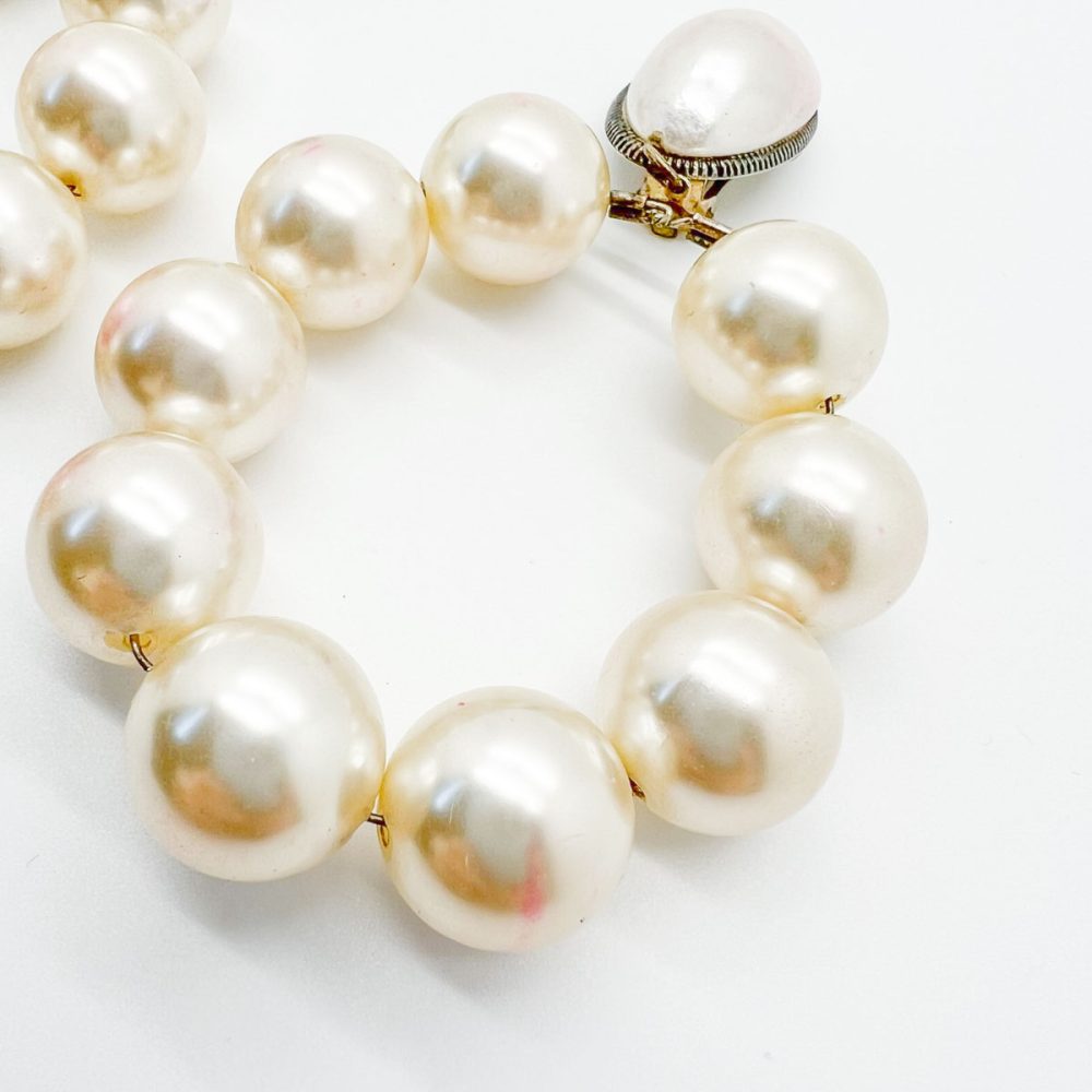 Vintage Runway Pearl Hoop Earrings