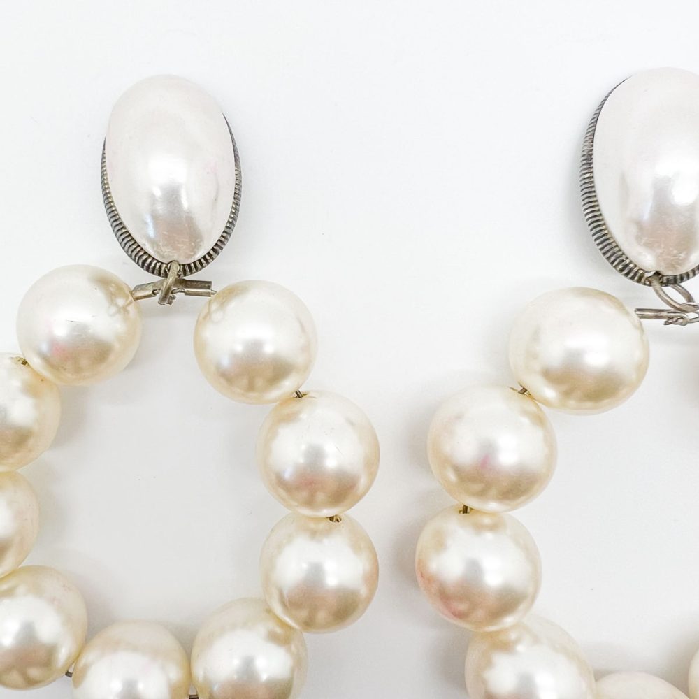 Vintage Runway Pearl Hoop Earrings