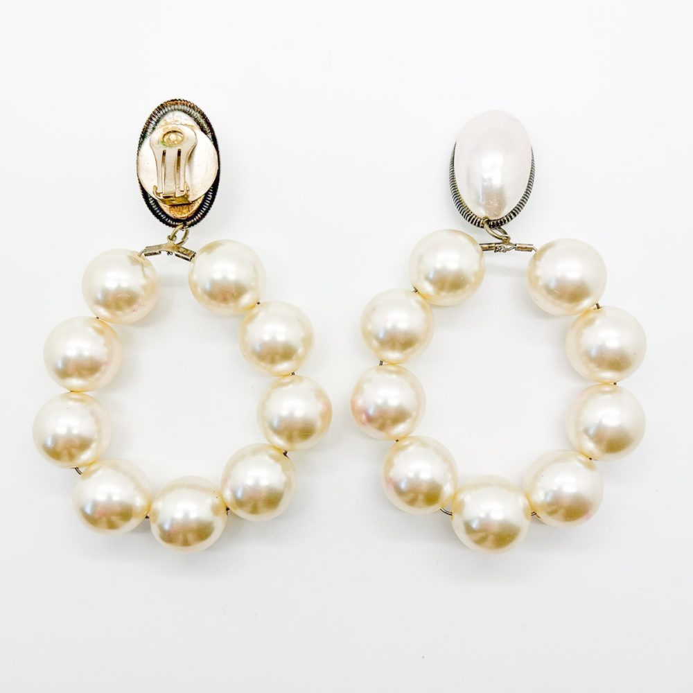 Vintage Runway Pearl Hoop Earrings