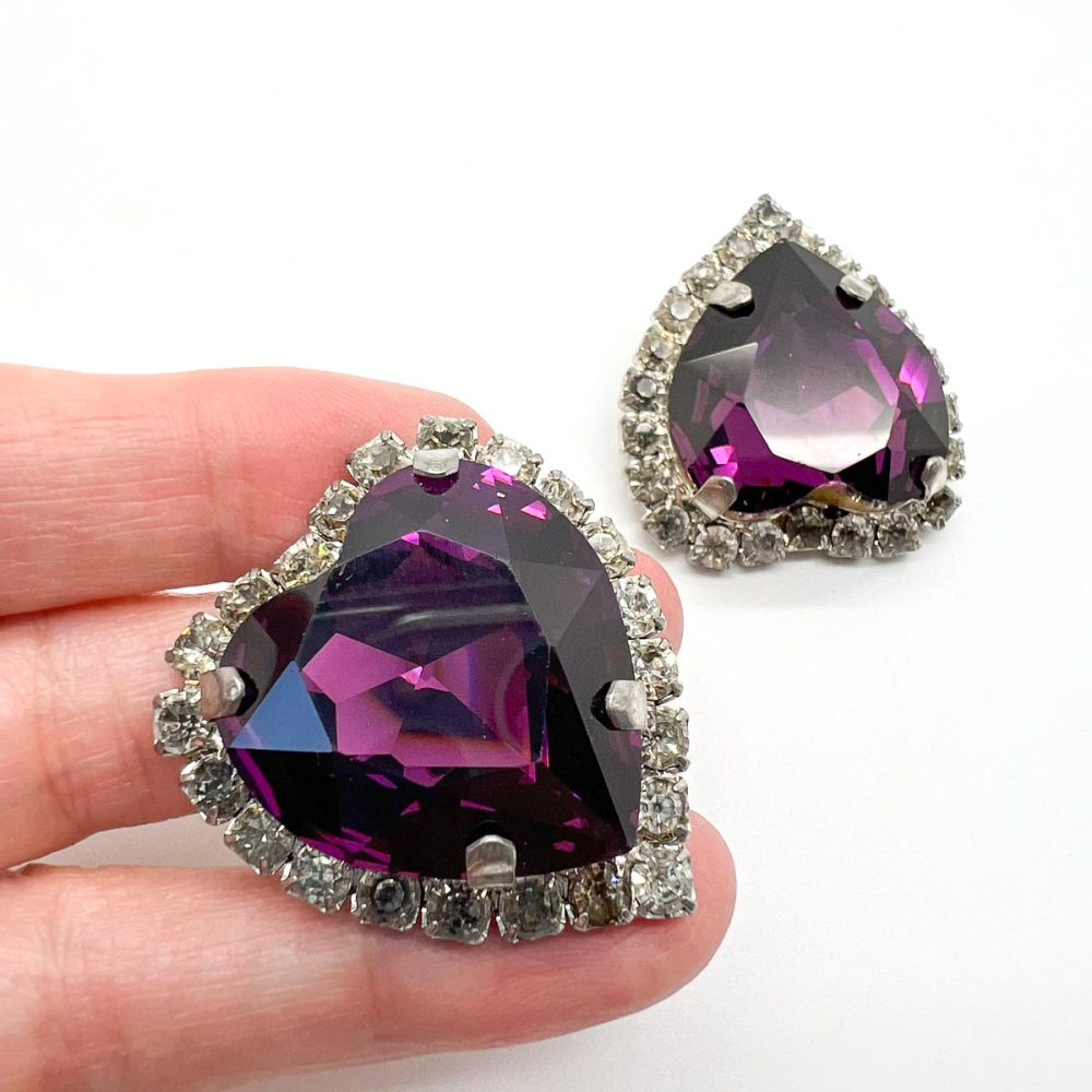 Vintage Amethyst Heart Earrings