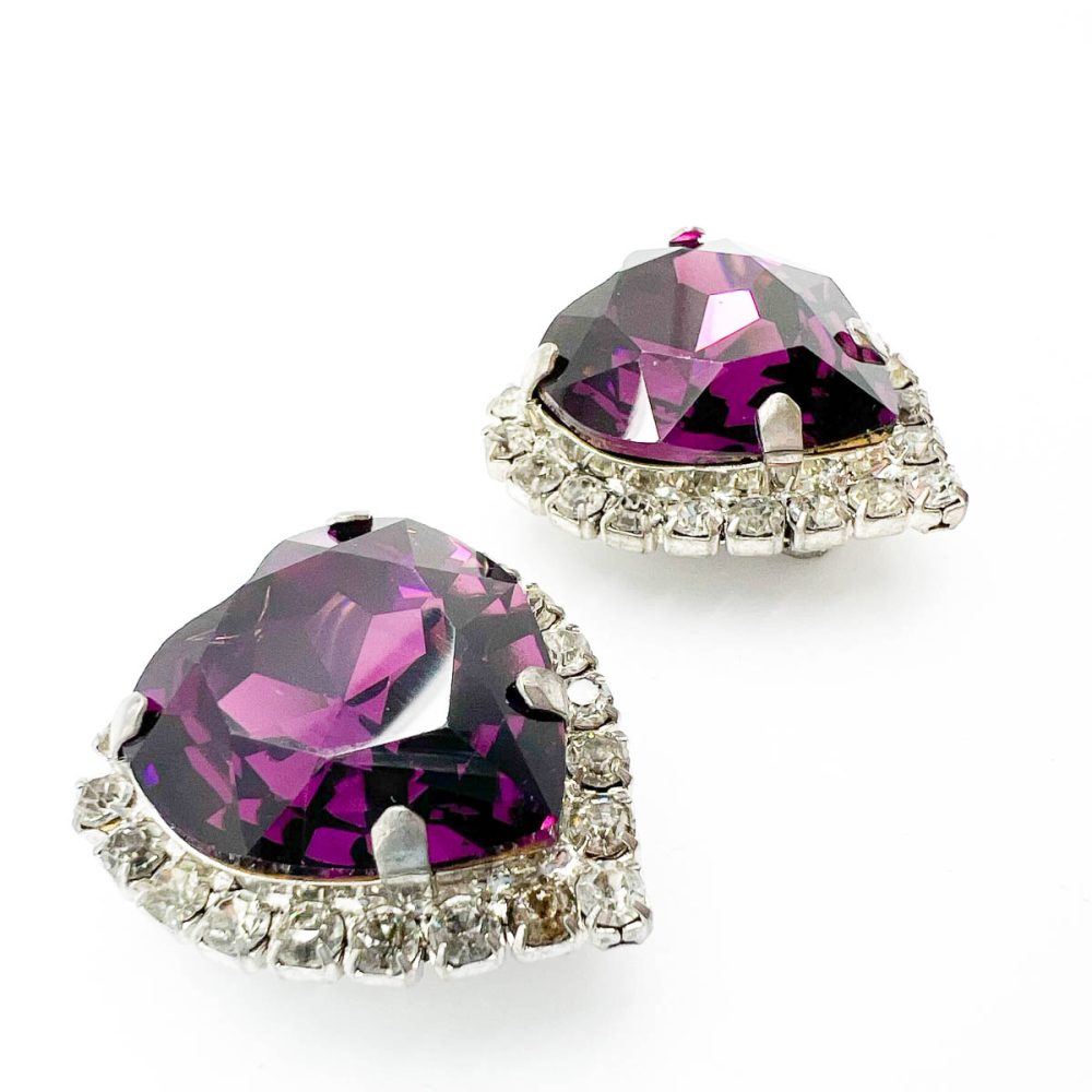 Vintage Amethyst Heart Earrings