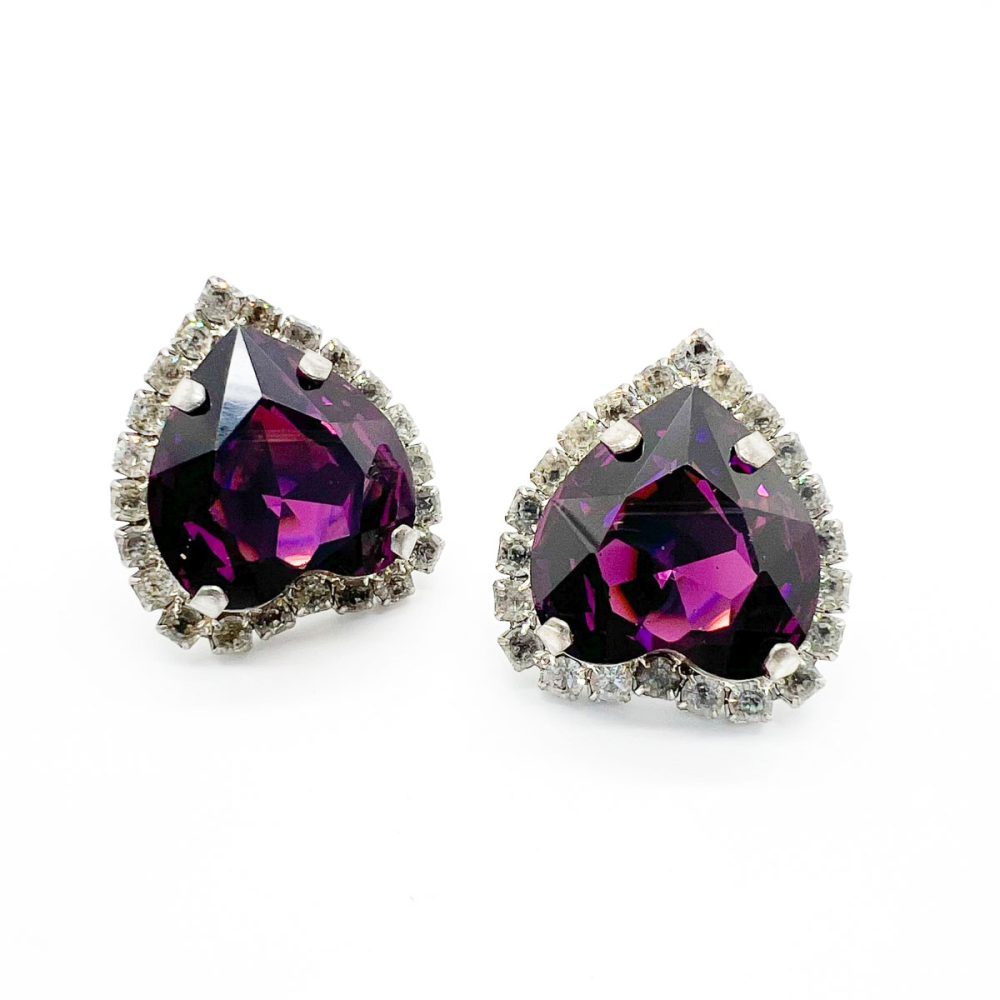 Vintage Amethyst Heart Earrings