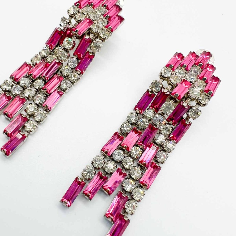 Vintage Pink Baguette Earrings