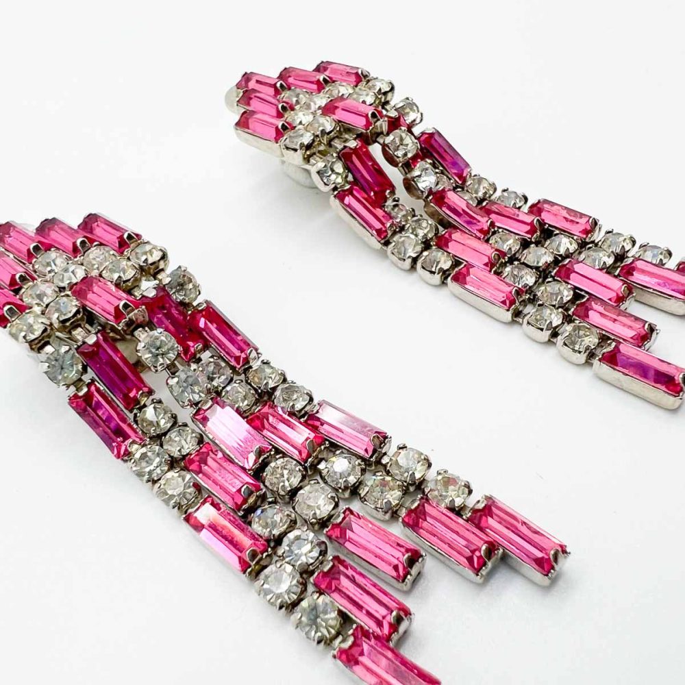 Vintage Pink Baguette Earrings