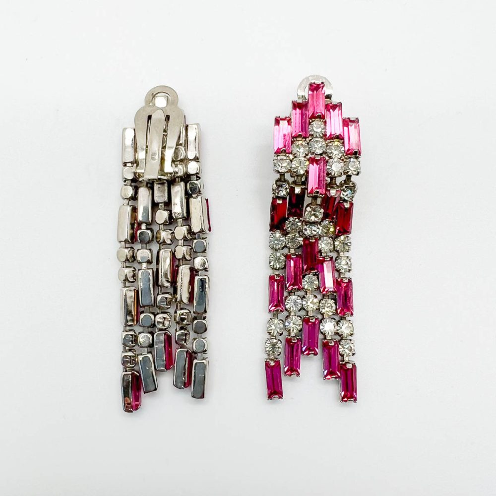 Vintage Pink Baguette Earrings
