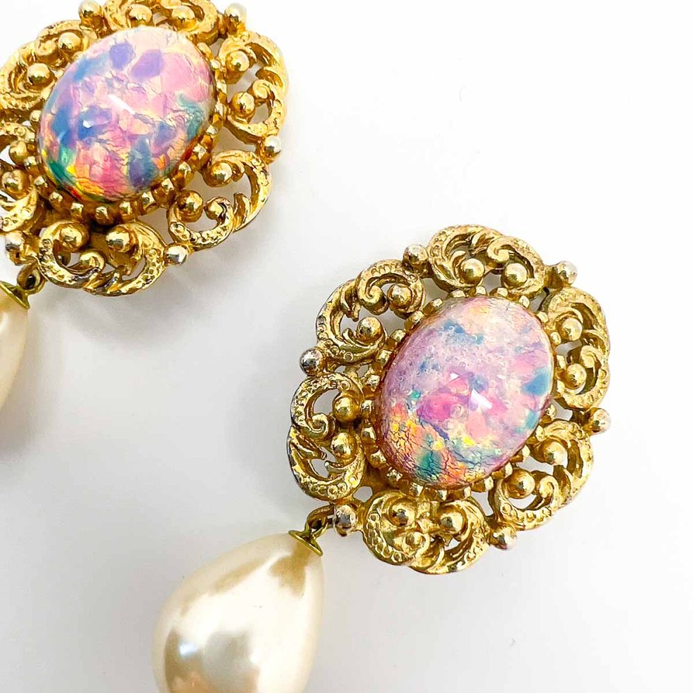 Vintage Opal Glass Earrings