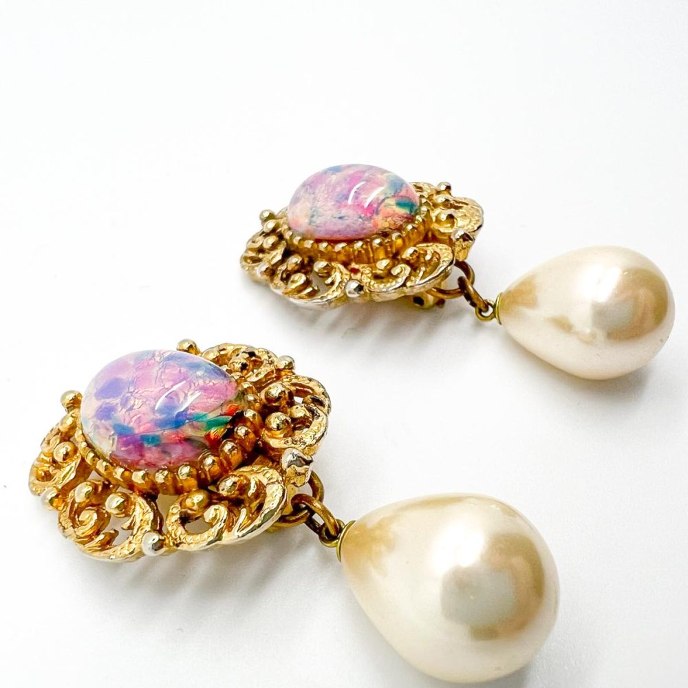Vintage Opal Glass Earrings