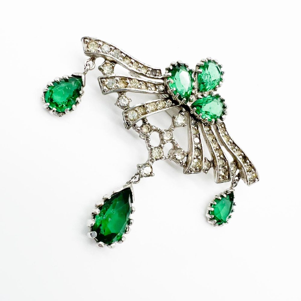 Vintage French Emerald Paste Brooch