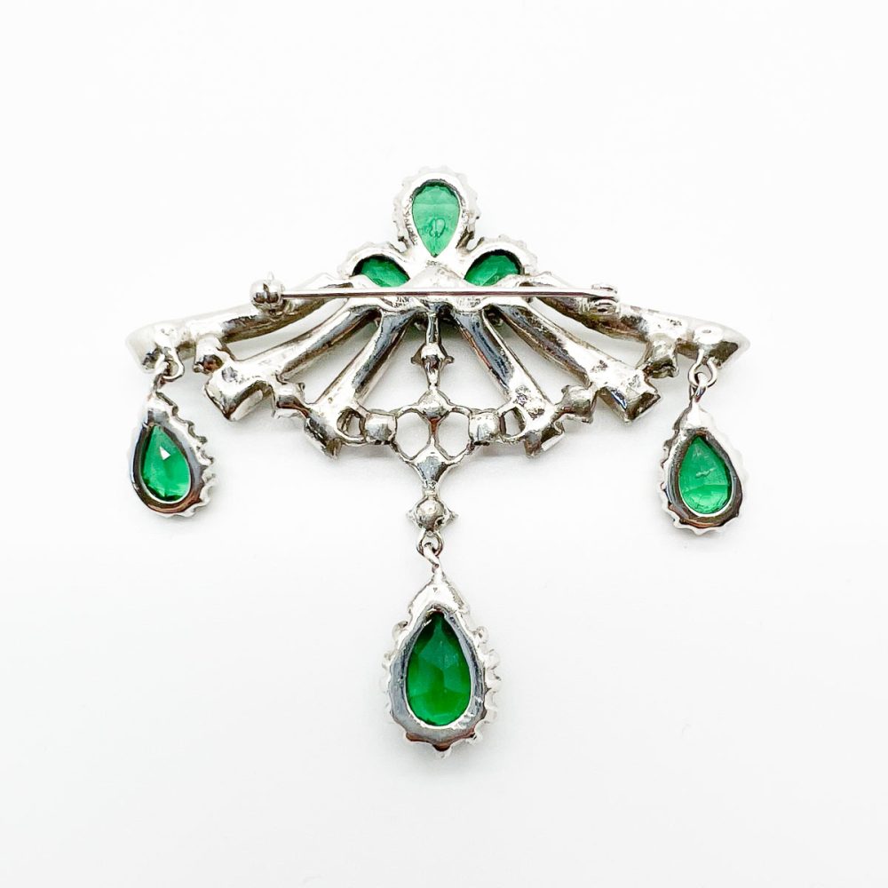 Vintage French Emerald Paste Brooch