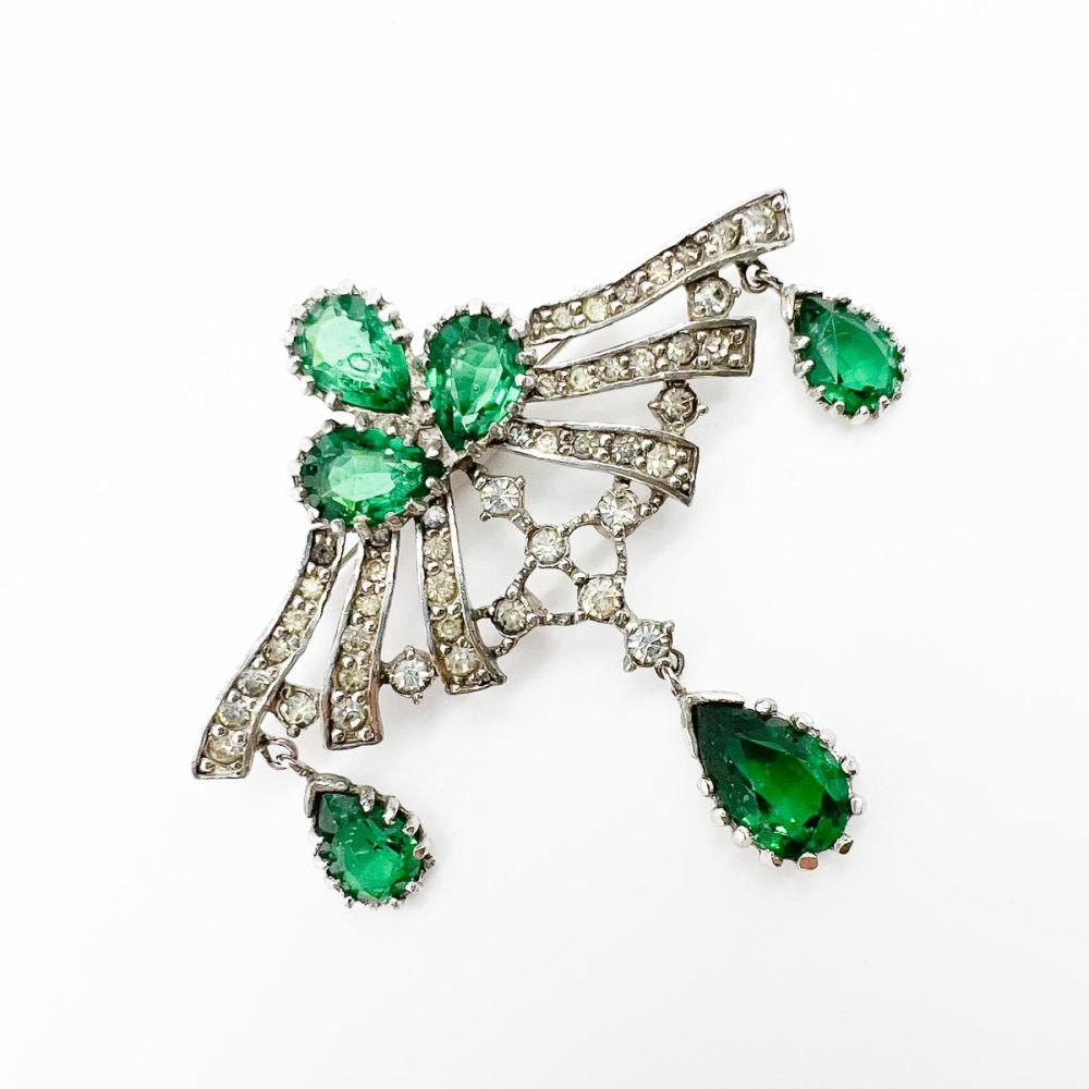 Vintage French Emerald Paste Brooch