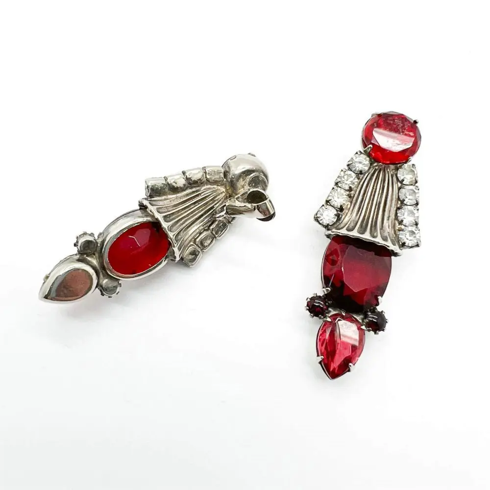 vintage ruby glass earrings