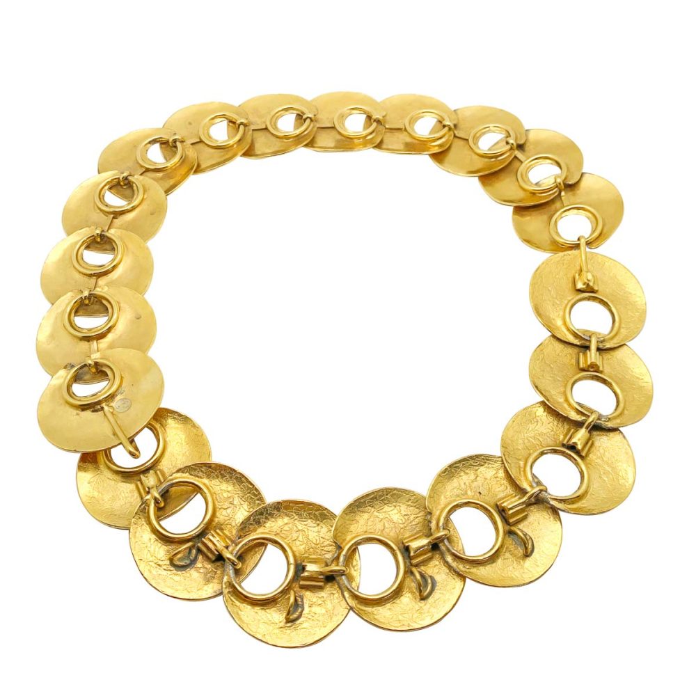 vintage French Hammered Disc Necklace