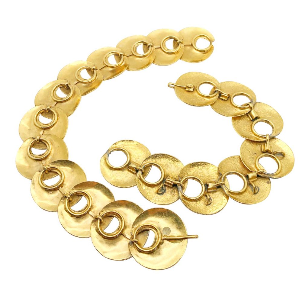 vintage French Hammered Disc Necklace