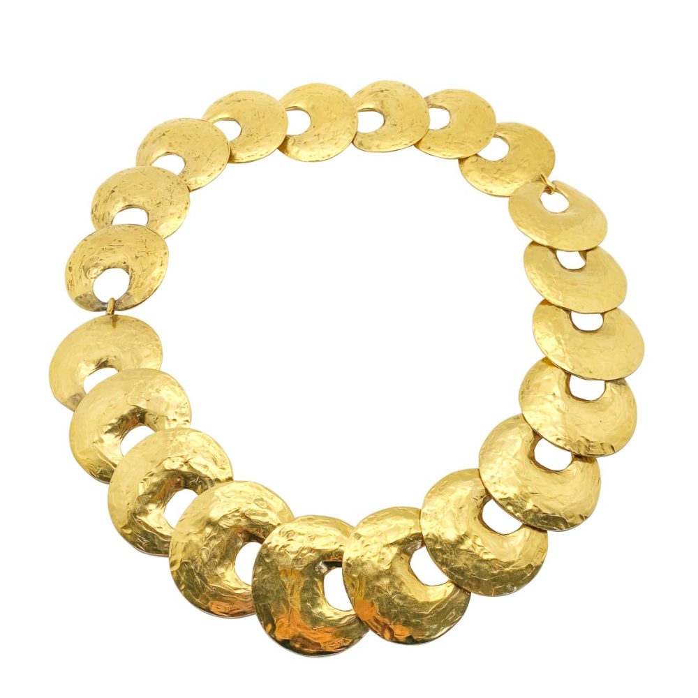 vintage French Hammered Disc Necklace