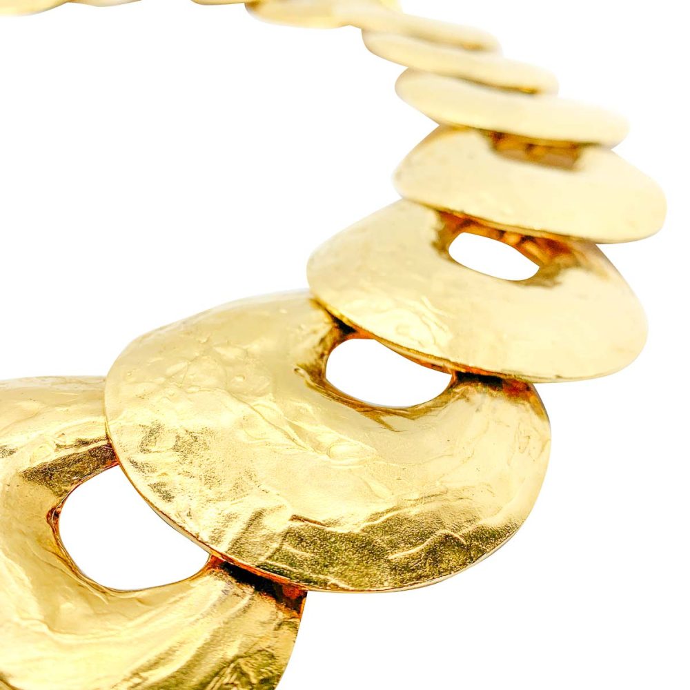 vintage French Hammered Disc Necklace
