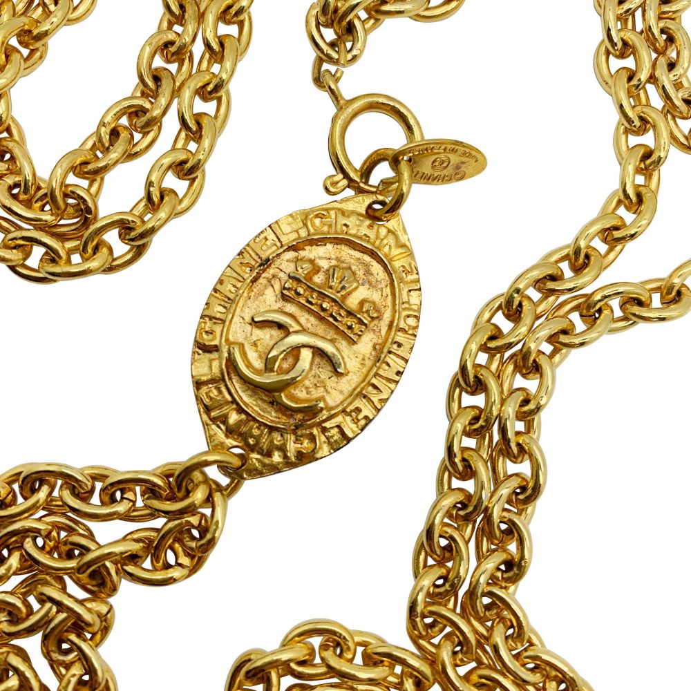 vintage chanel crowned logo necklace