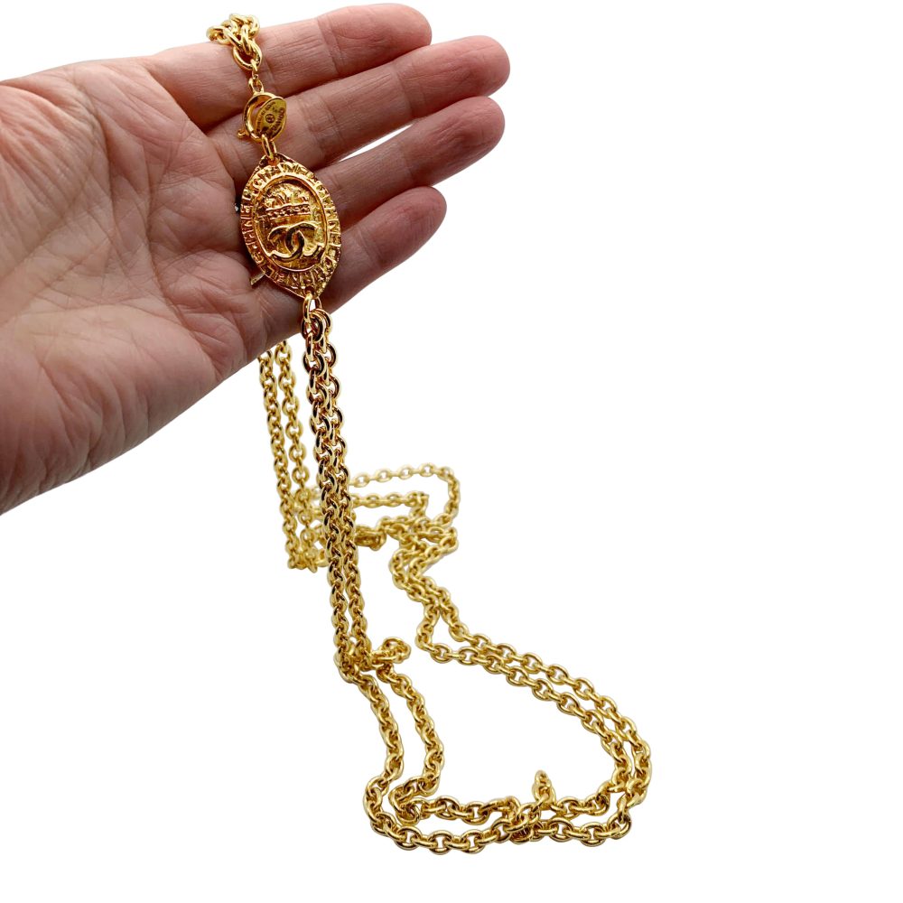 vintage chanel crowned logo necklace