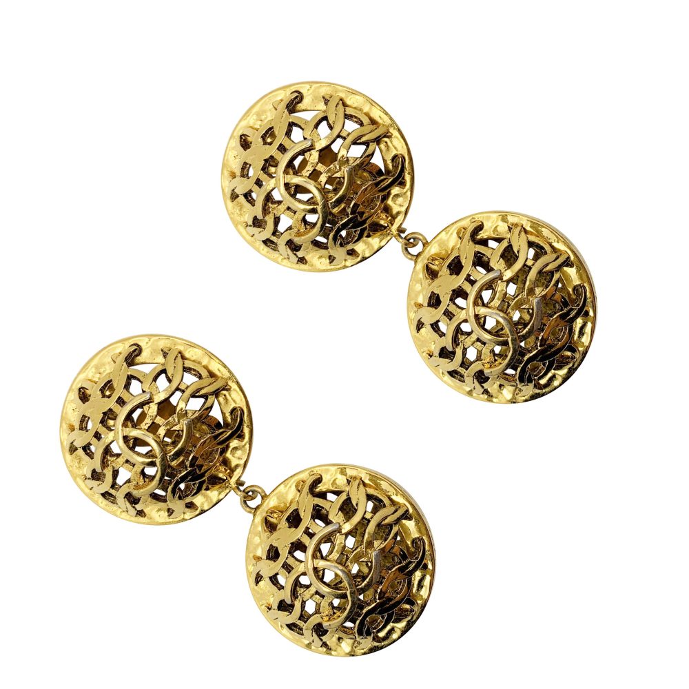 vintage chanel logo earrings