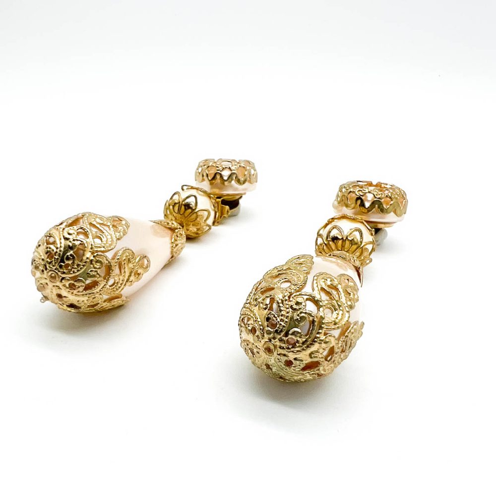 vintage pearl bomb earrings