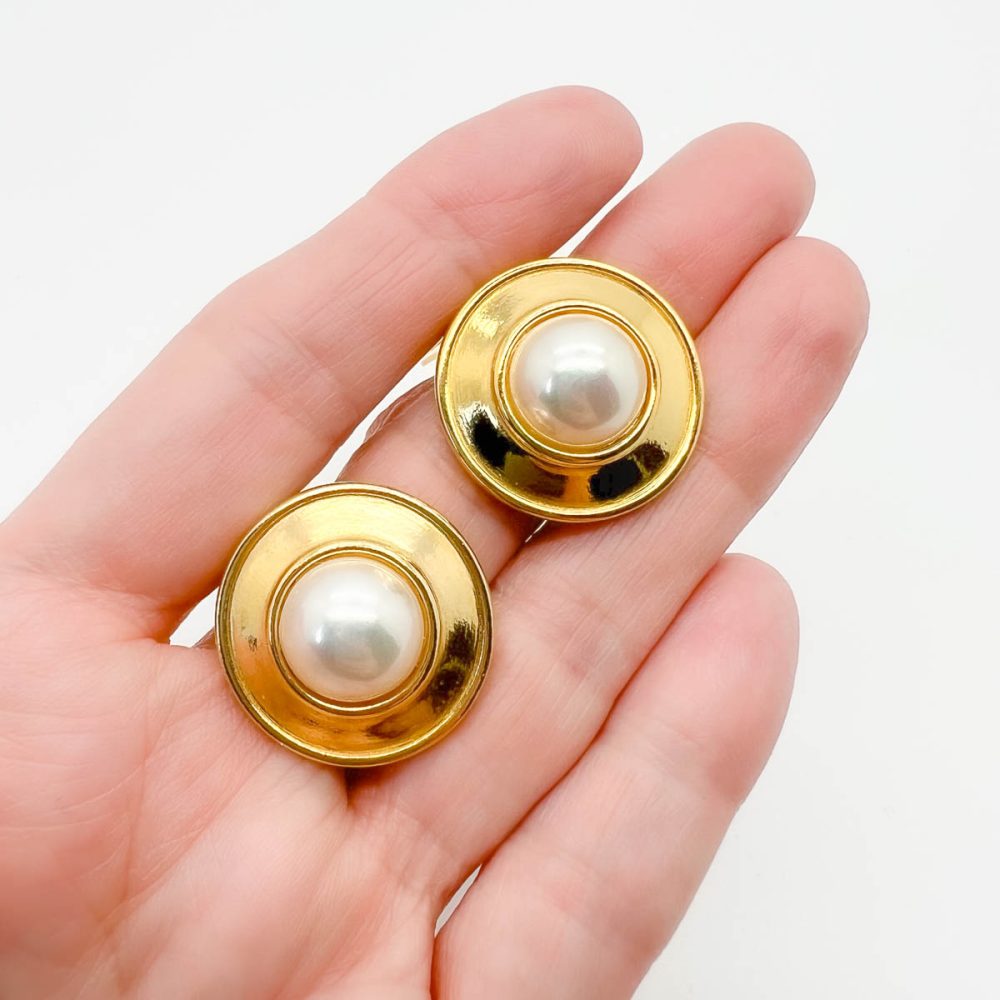 vintage pearl target earrings