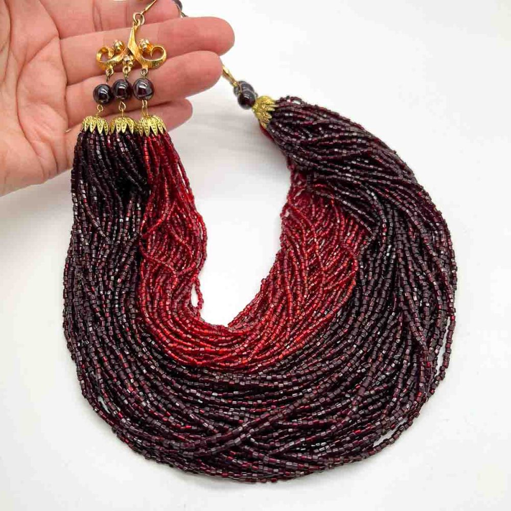 Vintage Ruby Glass Torsade Necklace