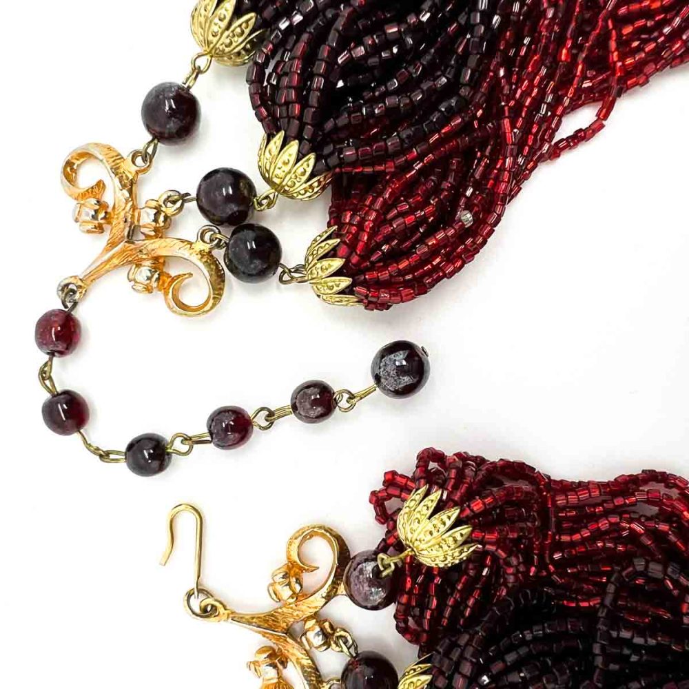 Vintage Ruby Glass Torsade Necklace