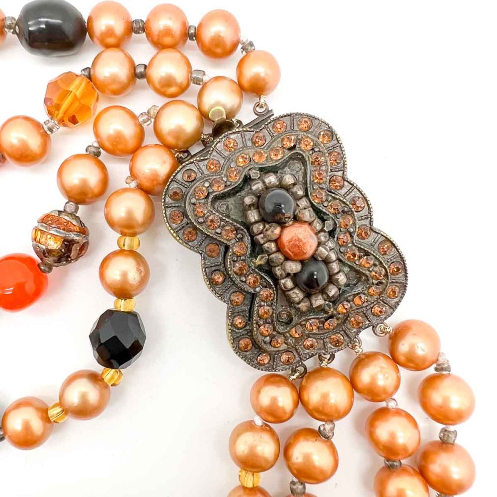 Vintage Orange Beaded Necklace