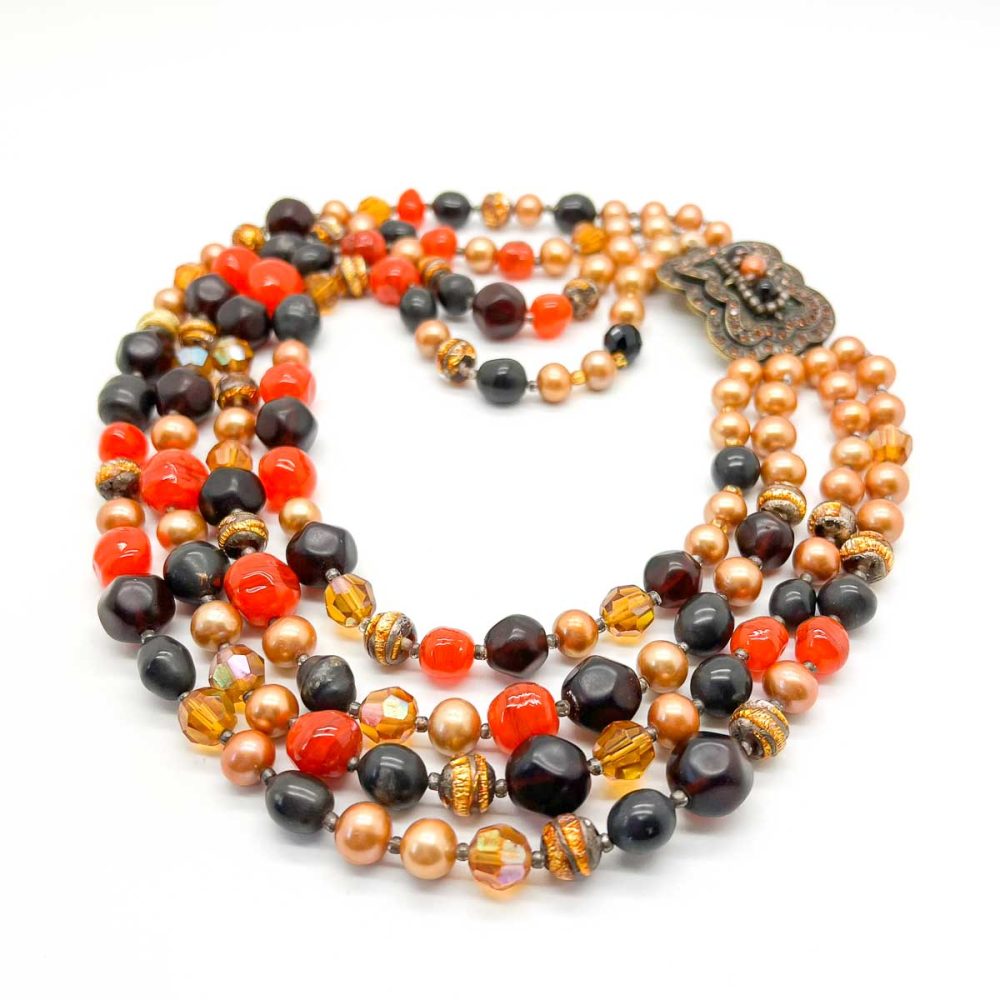 Vintage Orange Beaded Necklace