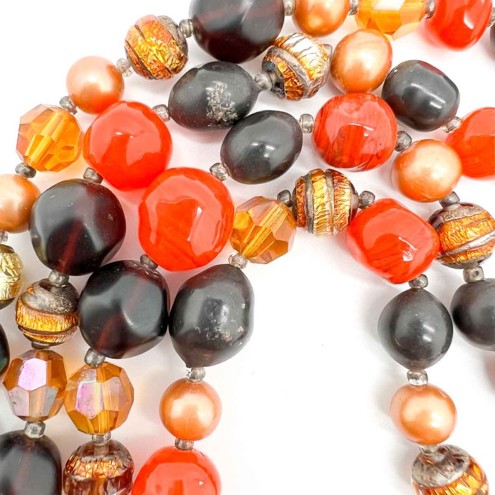 Vintage Orange Beaded Necklace